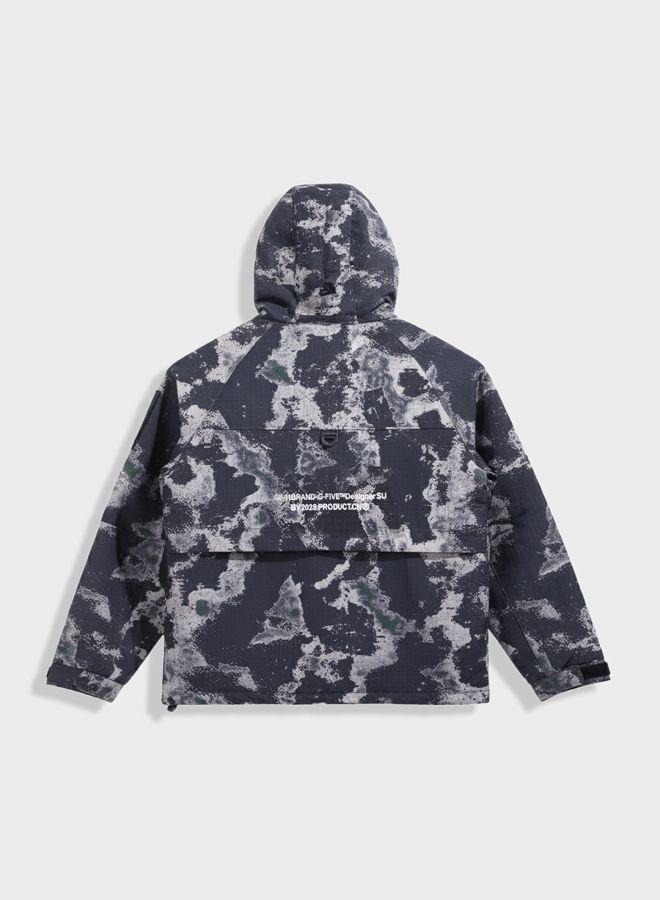 The Indian Garage Co Men Regular Fit Printed Hooded Full Sleeves Winter Jacket - Image 5